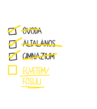 Oktatás checklist Gimi - fehér alap minta fekete pólón