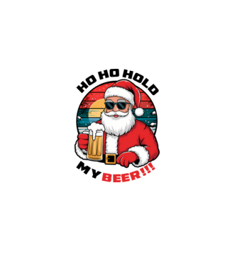 Ho Ho Hold My Beer karácsonyi fehér pólóra minta fehér pólón