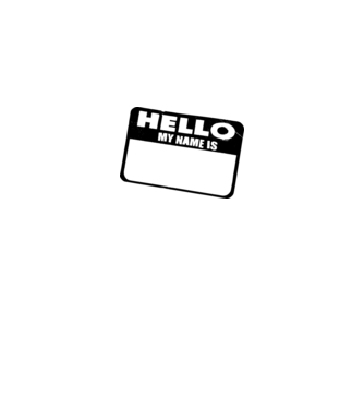 Hello, my name is minta szürke pólón