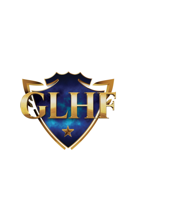 GLHF címer minta fekete pólón