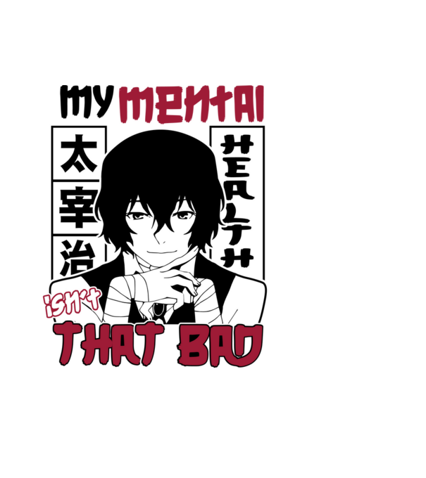 Dazai-Bungou Stray Dogs mentális egészség minta világoskék pólón