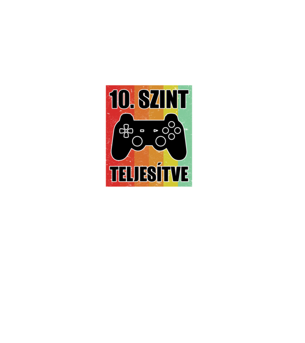 10 szint teljesítve retro gamer minta fekete pólón