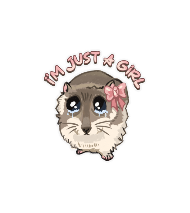 Sad coquette hamster meme felirattal minta fehér pólón
