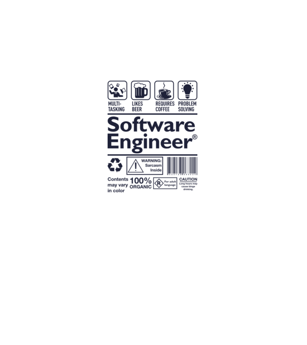 Software Engineer minta szürke pólón