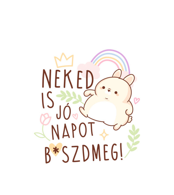 Jó napot nyuszika minta fehér pólón