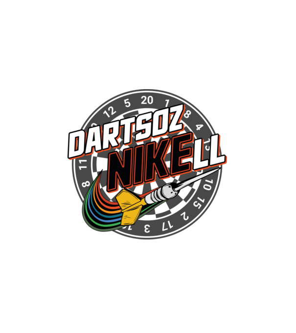 DartsozNIKELL retro minta fehér pólón