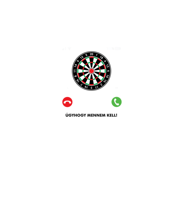 Hív a darts mennem kell minta fekete pólón