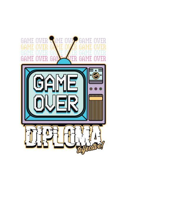 Retro ballagás diploma teljesítve minta fekete pólón