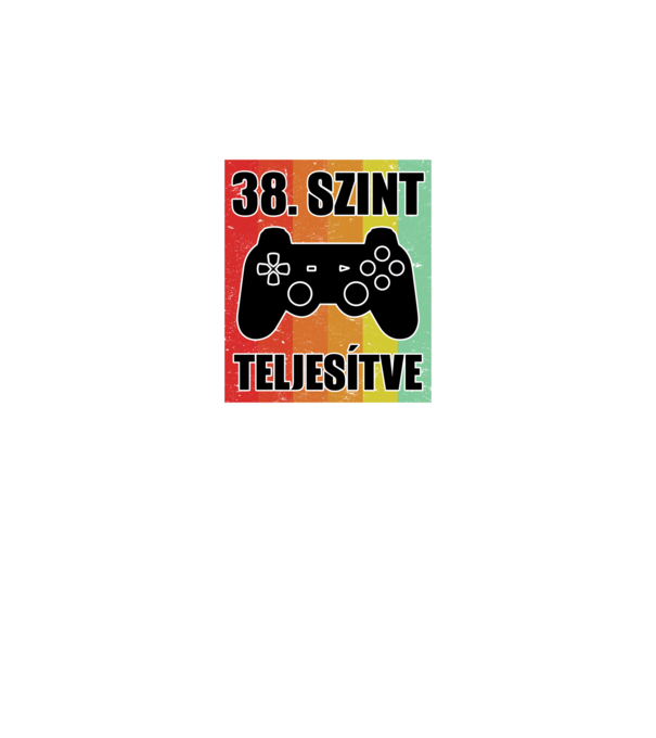 38 szint teljesítve retro gamer minta fekete pólón