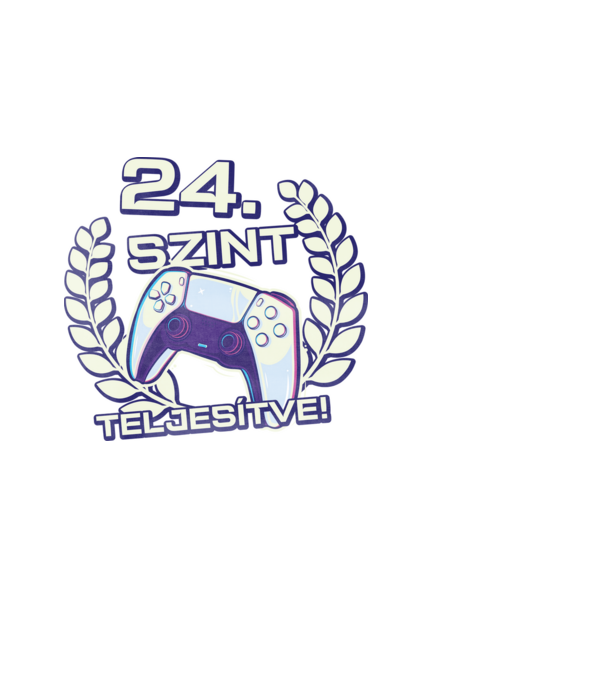 24. szint teljesítve PS5 v2 minta fehér pólón