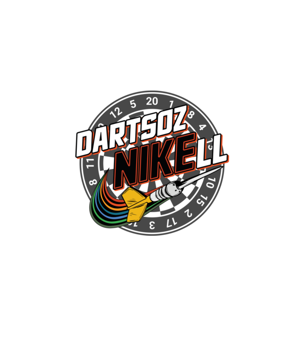 DartsozNIKELL retro minta fekete pólón
