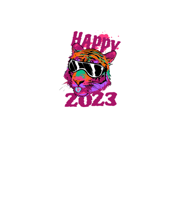 Happy 2023 tiger minta fekete pólón