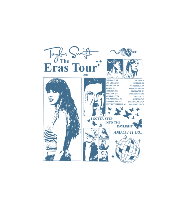 Taylor Swift ERAS print blue minta fehér pólón