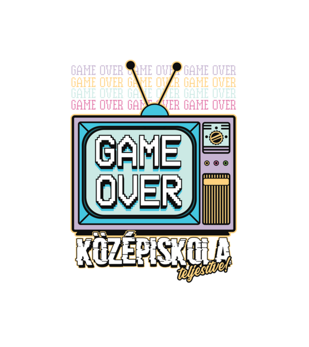 Retro ballagás középiskola teljesítve minta fehér pólón