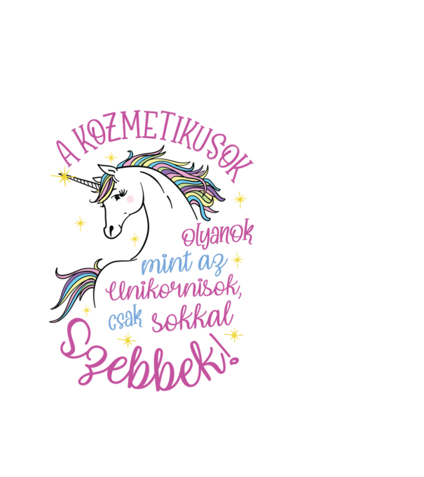 Unikornis Kozmetikusok fehérre minta fehér pólón