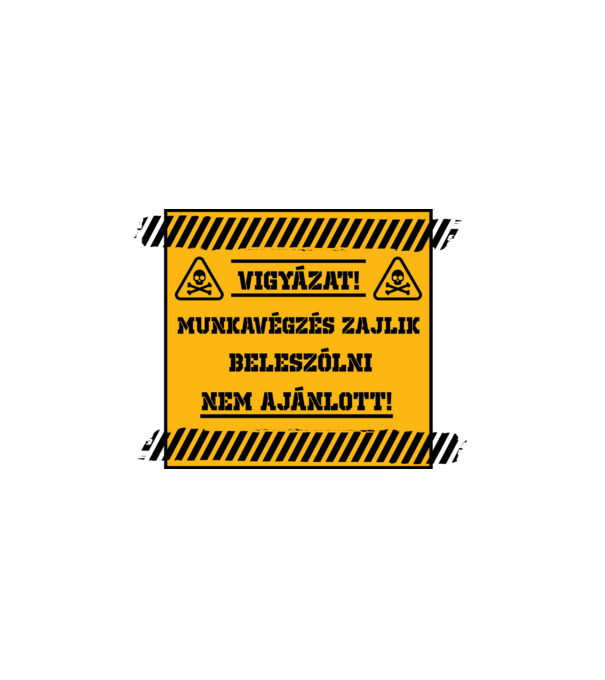 munkavégzés_fekete minta fehér pólón