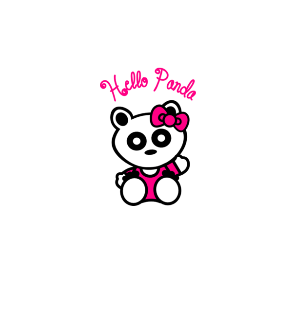 Hello Panda minta fehér pólón