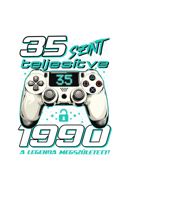 Gamer szülinap 35 éves minta fekete pólón