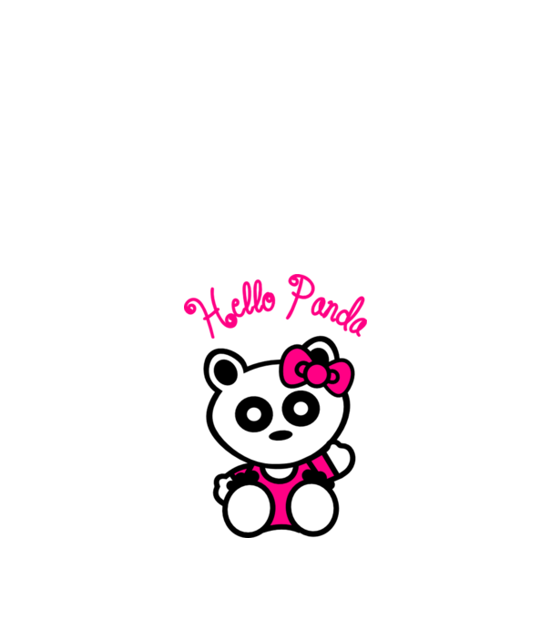 Hello Panda minta fehér pólón