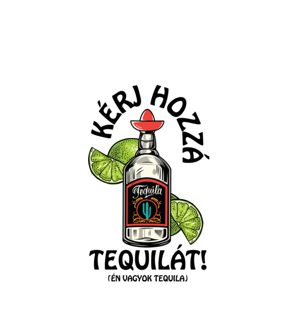 Tequila és citrom tequila fekete minta fehér pólón