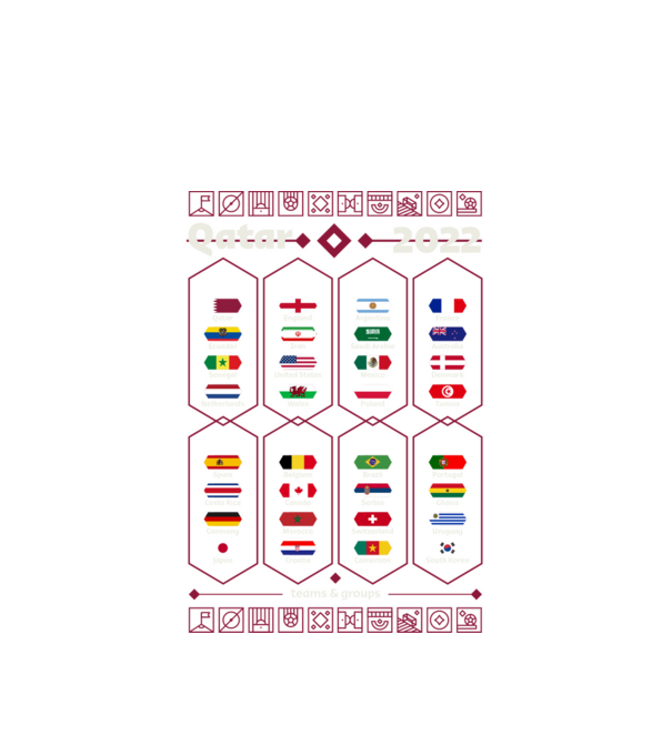 Qatar 2022 teams - VB csapatok minta fehér pólón