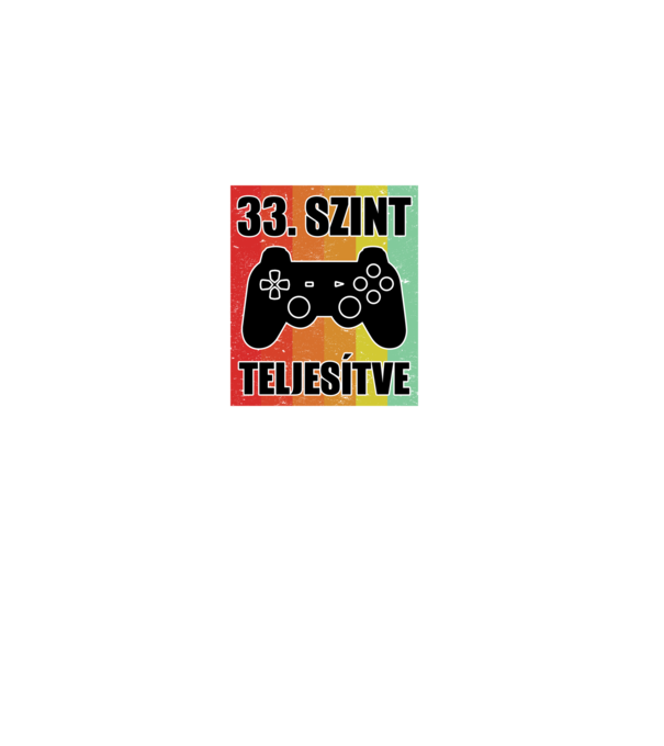 33 szint teljesítve retro gamer minta fekete pólón