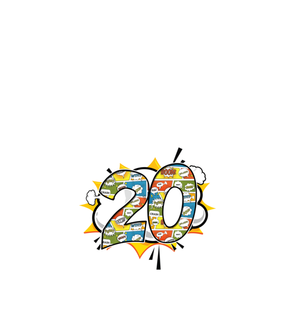 Comic Number 20 minta királykék pólón