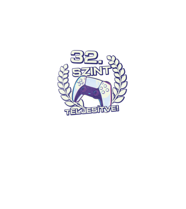 32. szint teljesítve PS5 v2 minta fekete pólón
