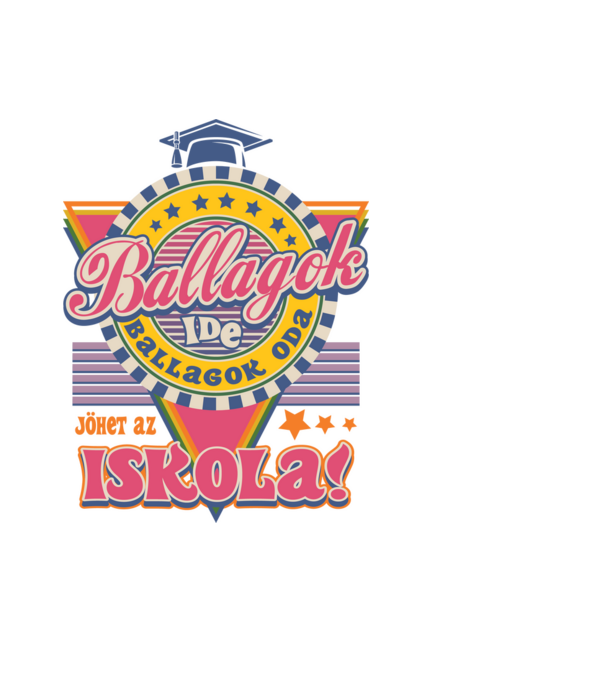 Ballagok ide oda retro iskola minta fekete pólón