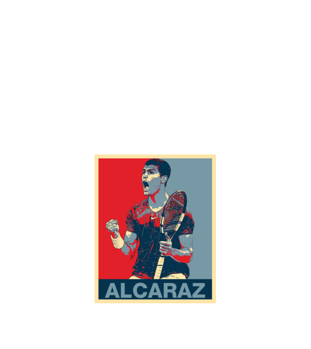 Carlos Alcaraz poszter minta fekete pólón