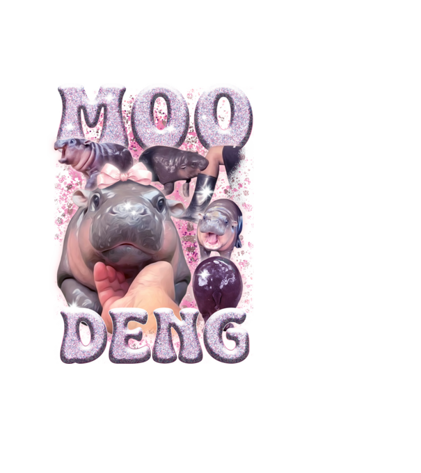 MOO DENG baby hippo minta fekete pólón