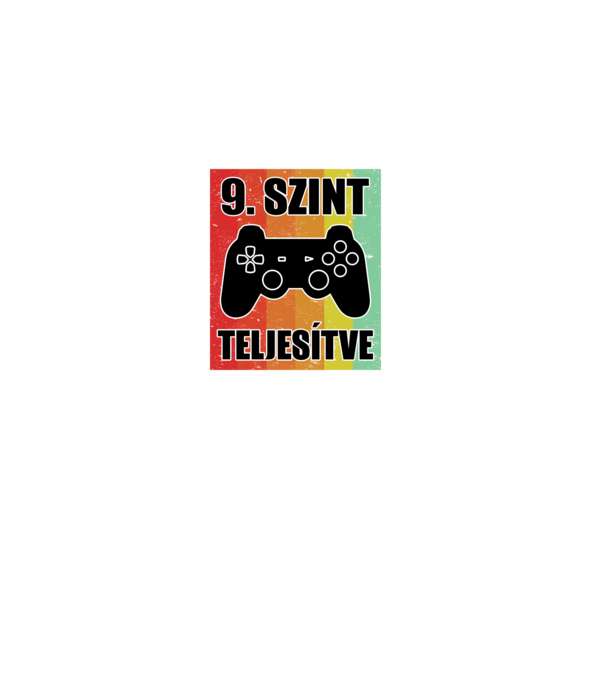 9 szint teljesítve retro gamer minta fekete pólón