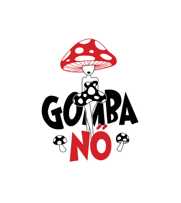 Gomba nő minta fehér pólón