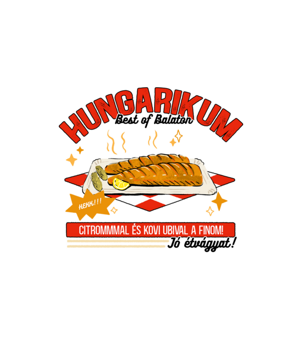 Hekk Hungarikum minta fehér pólón
