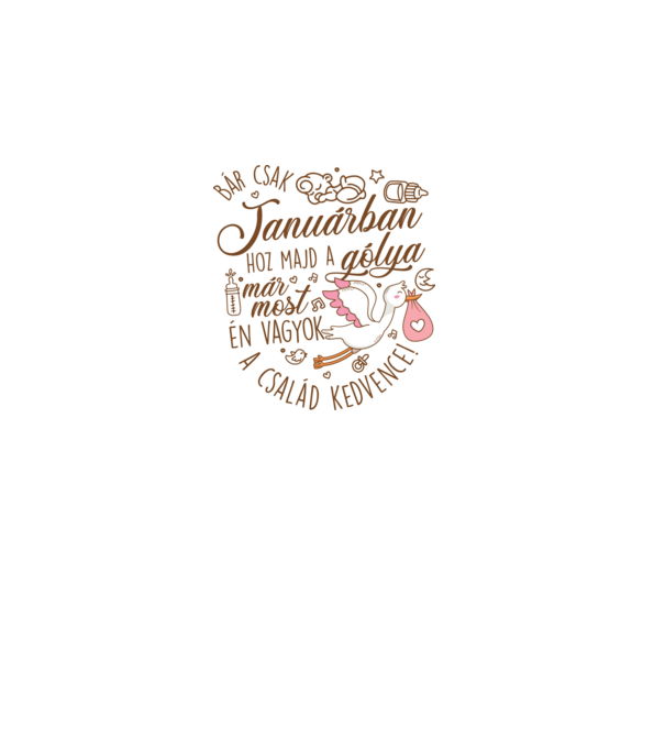 Hoz a gólya lány Január minta dusty pink pólón