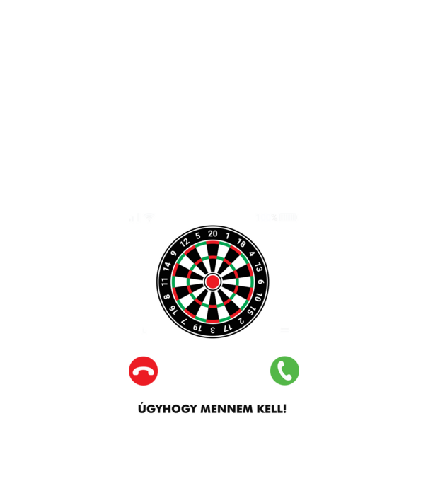 Hív a darts mennem kell minta fekete pólón