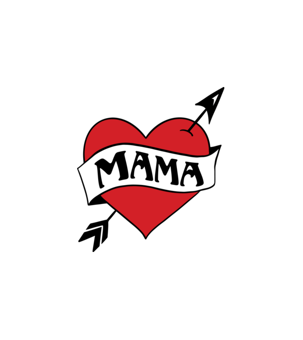 Mama retro szív minta fehér pólón