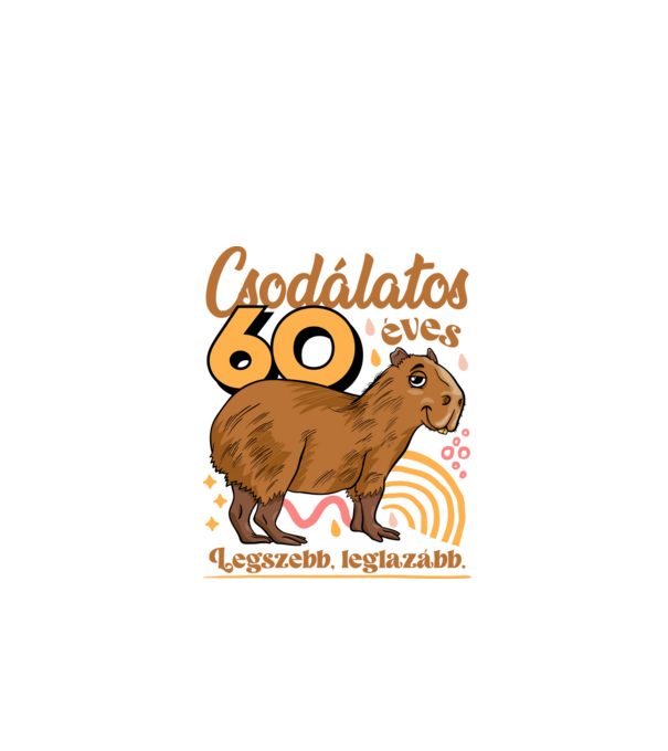 Capybara 60 éves minta fehér pólón