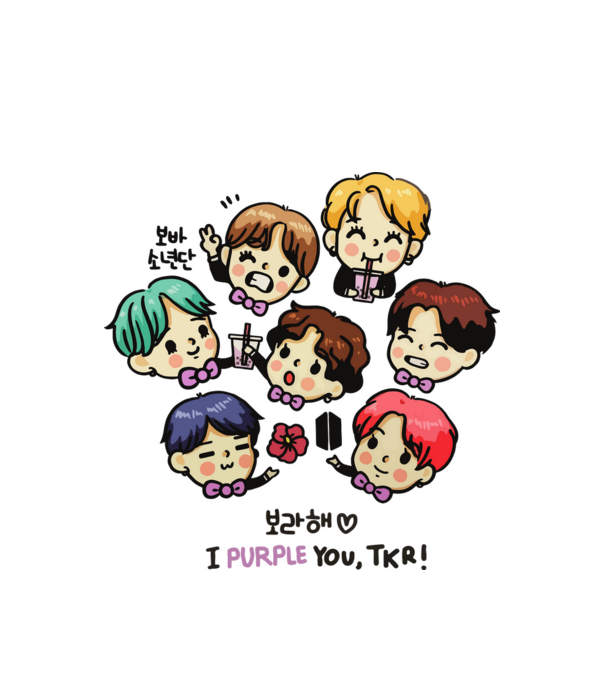 BTS chibi minta fehér pólón