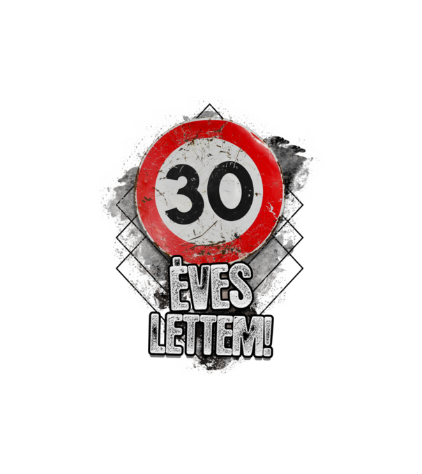 Speedlimit 30 éves fehérre minta fehér pólón