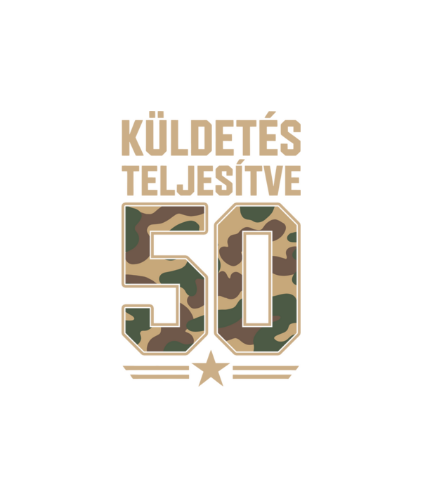 Küldetés teljesítve 50 minta fehér pólón