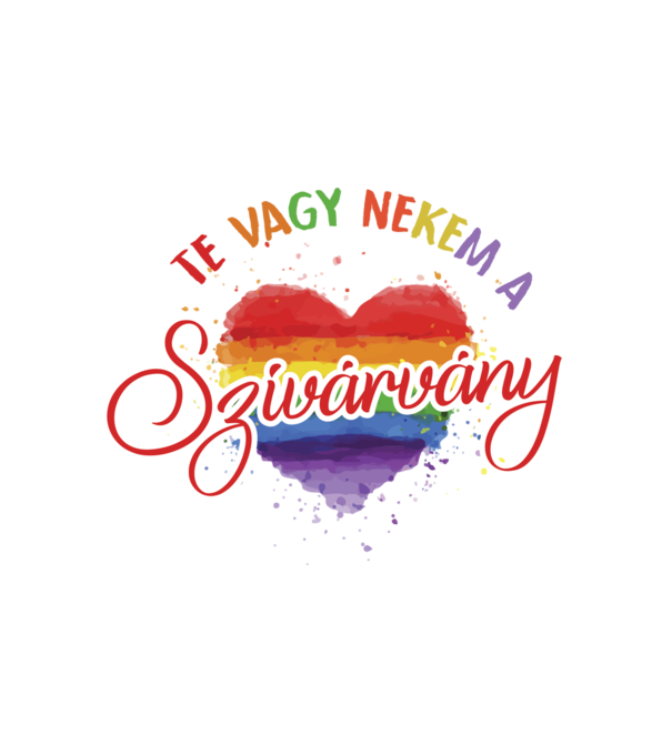 Te vagy nekem a szivárvány minta fehér pólón