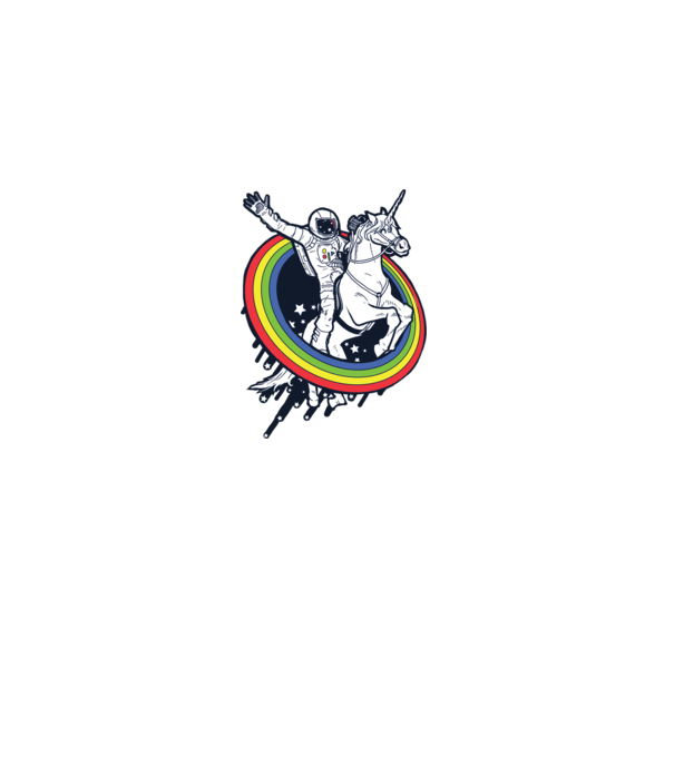 Unicorn Spaceman minta sötétkék pólón