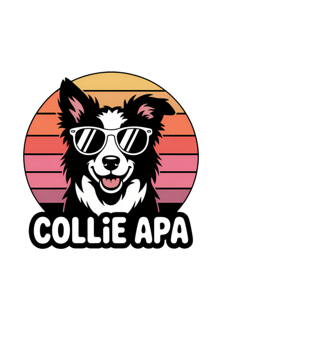 Collie Apa minta fehér pólón