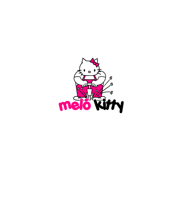 Meló Kitty minta szürke pólón