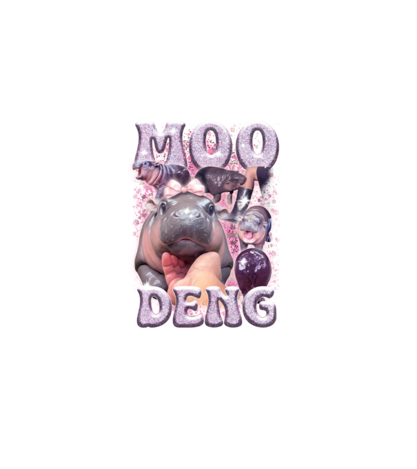 MOO DENG baby hippo minta sötétkék pólón