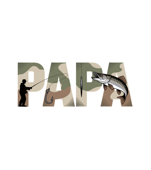 Horgász Papa minta fehér pólón