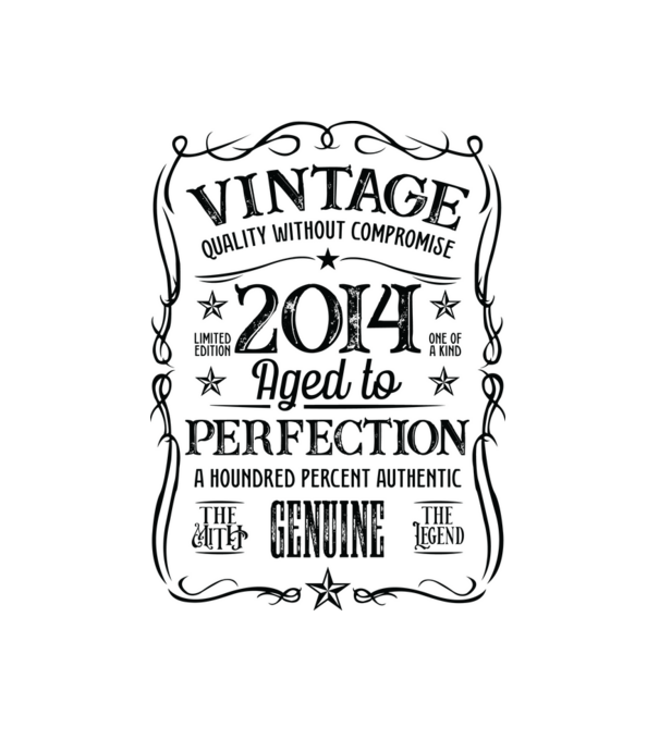 Vintage perfection világos alap 10 2014 minta fehér pólón