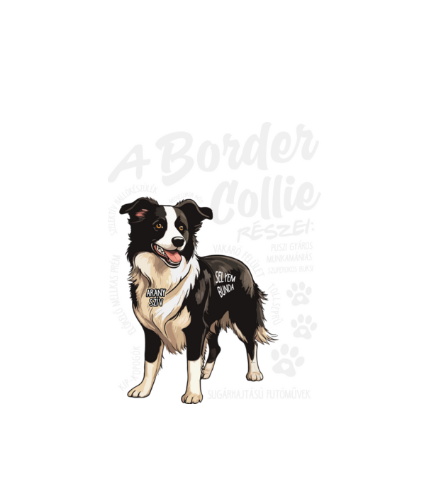 Border Collie részei minta fehér pólón