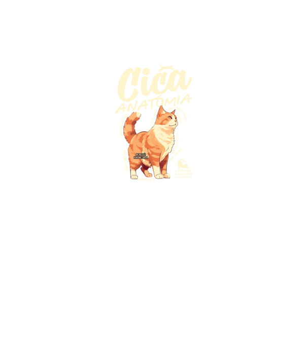 Cica anatómia vörös minta fekete pólón